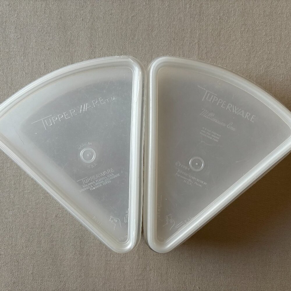 2 Vintage Tupperware Pie Slice Keepers with lids